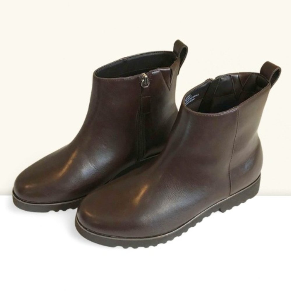 COMFORT VIEW BROWN BOOTIES, SIZE 9WW